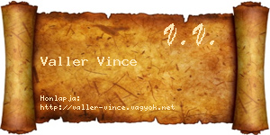 Valler Vince névjegykártya